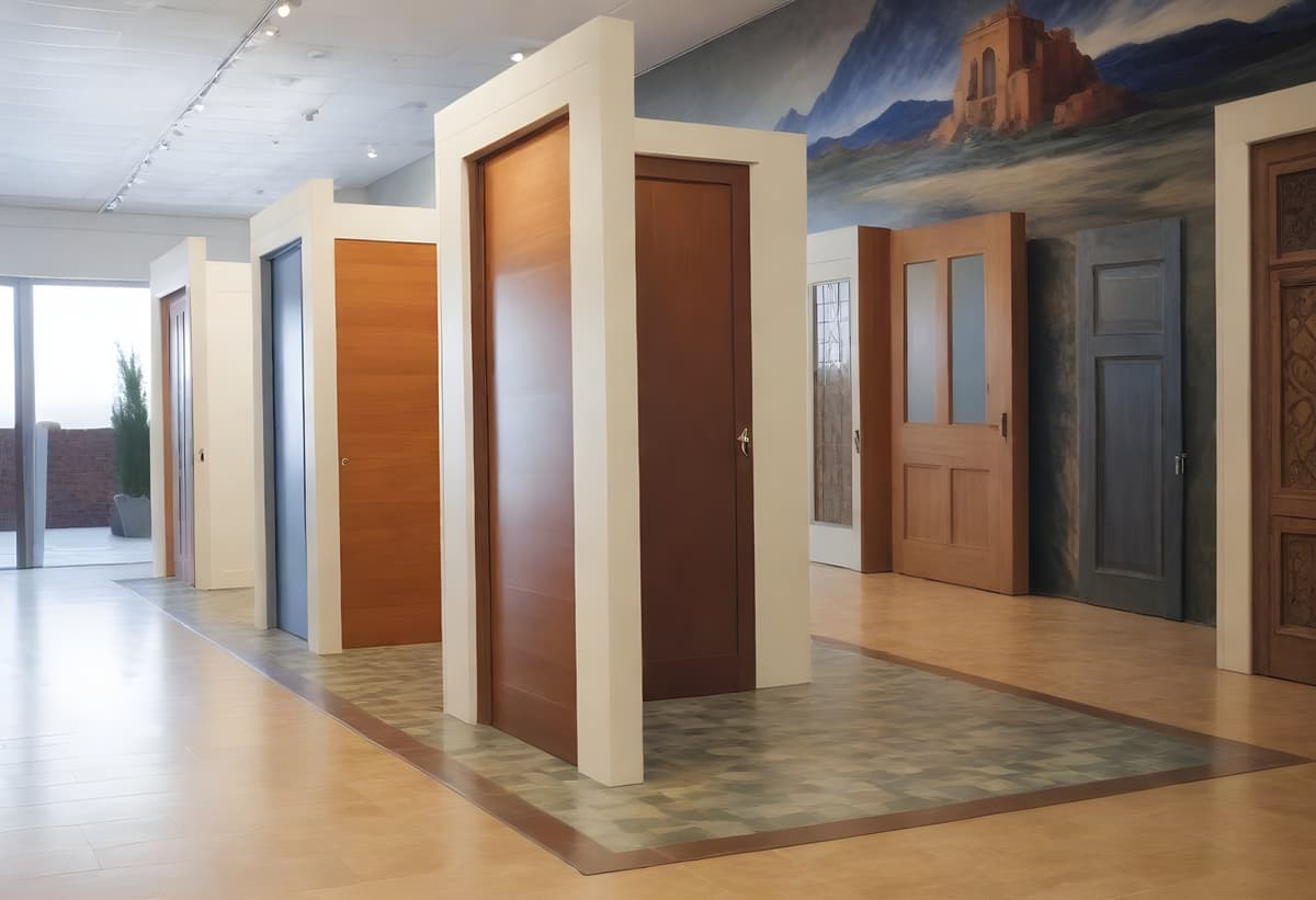 foto de exposicion de diferentes tipos de puertas