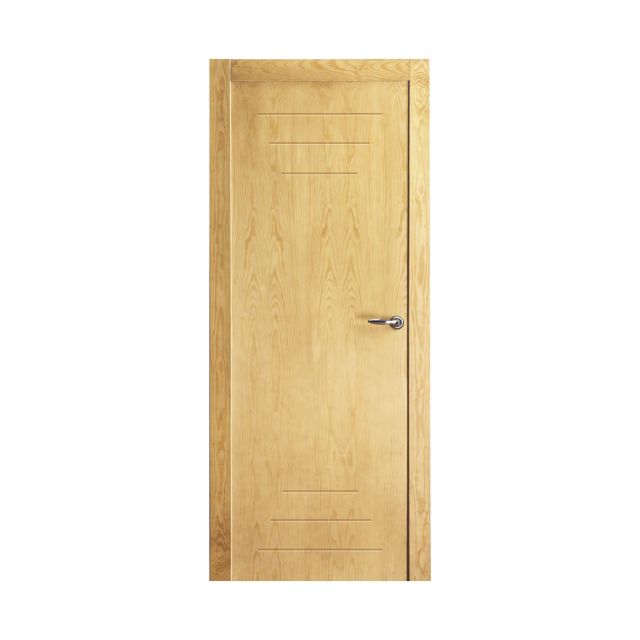 puerta de seis rayas horizontales en madera maciza.